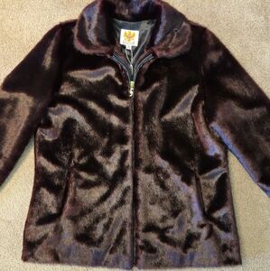 NWT Faux Burgundy Mink Coat